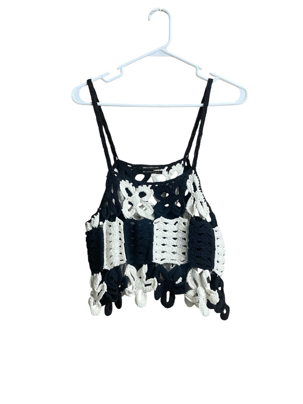 Urban Outfitters Black and White floral Crochet tank top